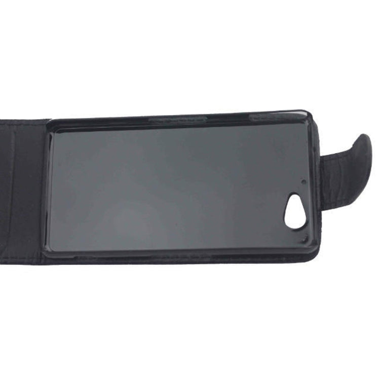 Vertical Flip Magnetic Snap Leather Case for Sony Xperia Z2 Compact(Black)