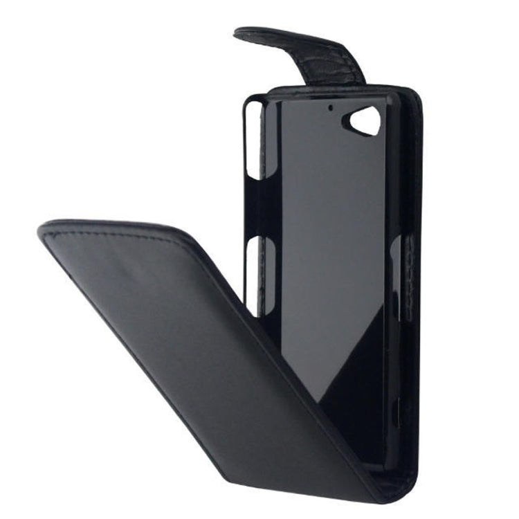 Vertical Flip Magnetic Snap Leather Case for Sony Xperia Z2 Compact(Black)