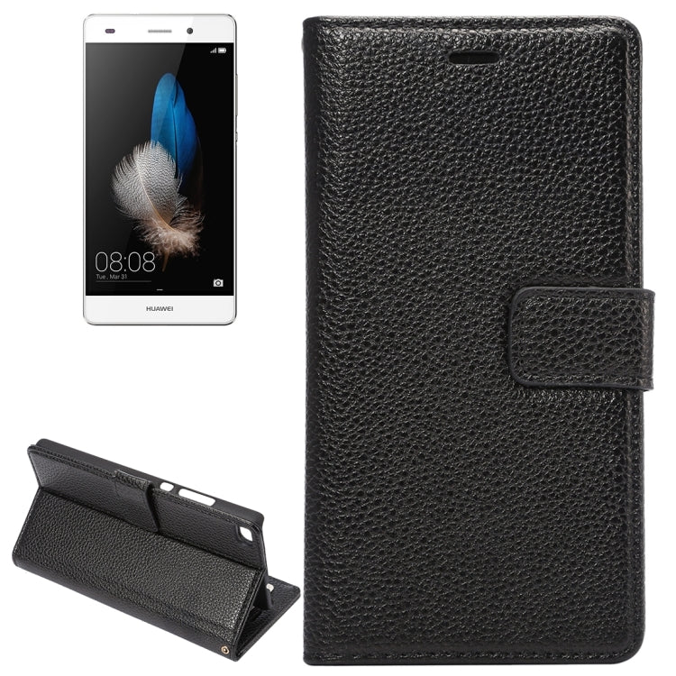 For Huawei P8 Standard Edition, Litchi Texture Leather Case with Card Slots & Holder & Wallet & Photo Frame & Lanyard