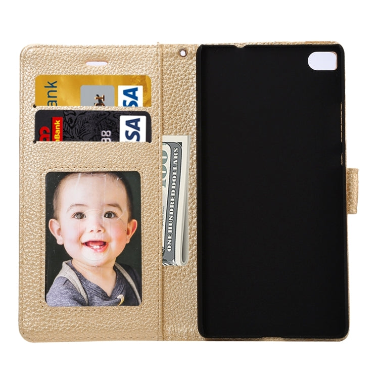 For Huawei P8 Standard Edition, Litchi Texture Leather Case with Card Slots & Holder & Wallet & Photo Frame & Lanyard