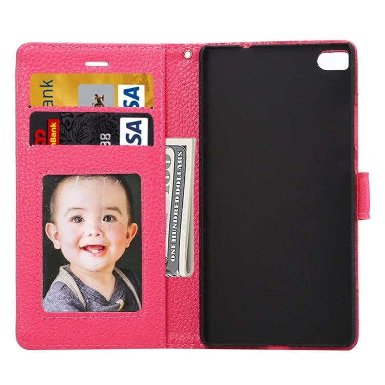 For Huawei P8 Standard Edition, Litchi Texture Leather Case with Card Slots & Holder & Wallet & Photo Frame & Lanyard