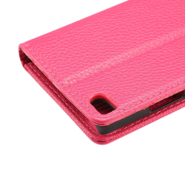 For Huawei P8 Standard Edition, Litchi Texture Leather Case with Card Slots & Holder & Wallet & Photo Frame & Lanyard