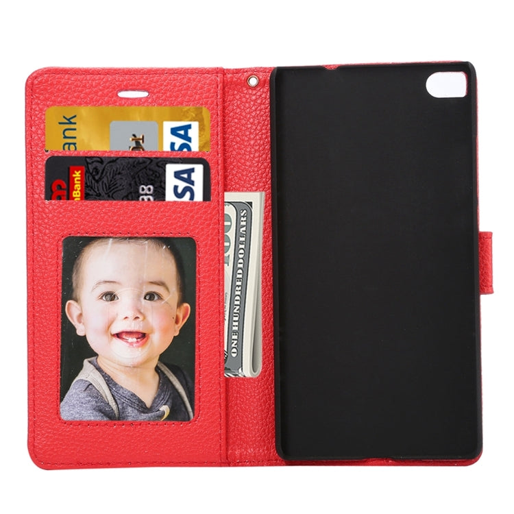 For Huawei P8 Standard Edition, Litchi Texture Leather Case with Card Slots & Holder & Wallet & Photo Frame & Lanyard