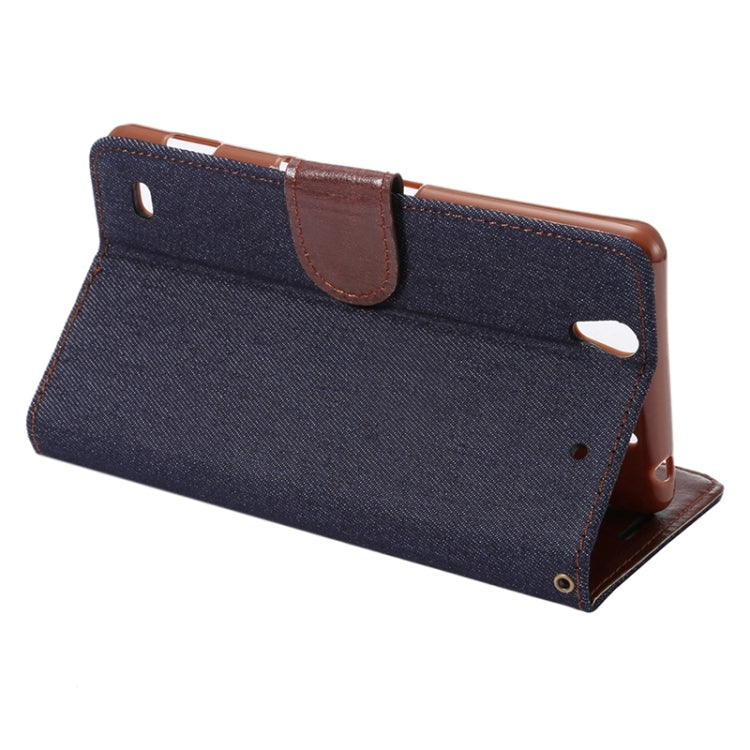 Denim Texture Leather Case with Holder & Card Slots for Sony Xperia C4 / E5303 / E5306 / E5353(Black)