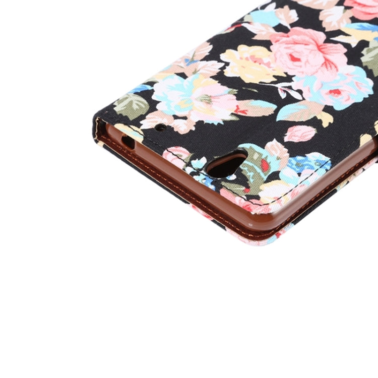 Flower Cloth Leather Case with Holder & Card Slots for Sony Xperia C4 / E5303 / E5306 / E5353