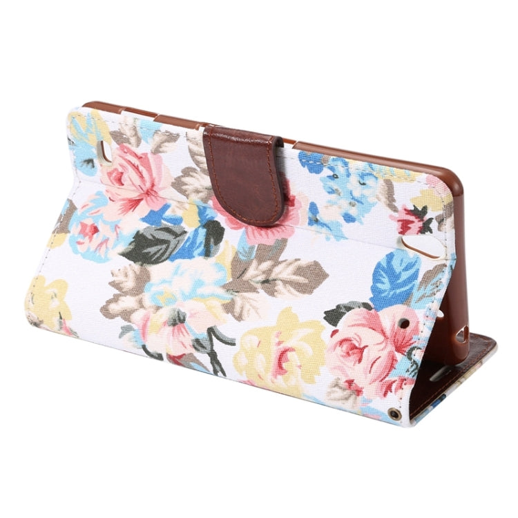 Flower Cloth Leather Case with Holder & Card Slots for Sony Xperia C4 / E5303 / E5306 / E5353