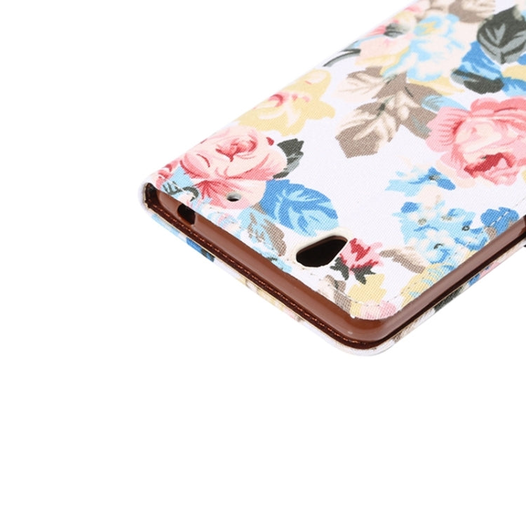 Flower Cloth Leather Case with Holder & Card Slots for Sony Xperia C4 / E5303 / E5306 / E5353