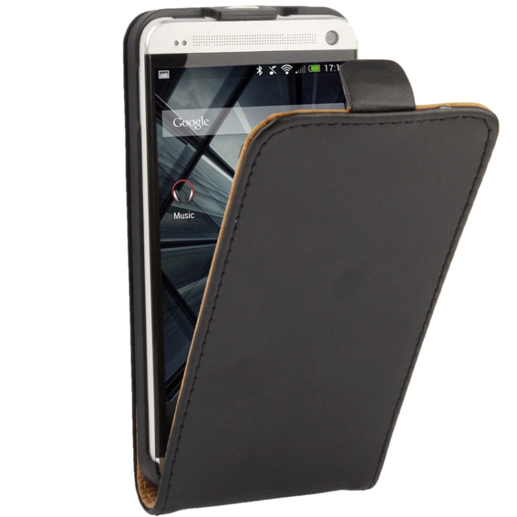 Vertical Flip Leather Case for HTC One / M7 (Black)