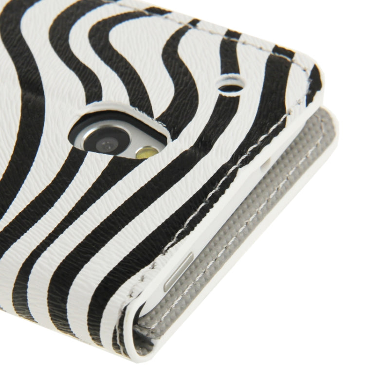 Zebra Pattern Flip Leather Case with Holder & Credit Card Slots for HTC One mini / M4