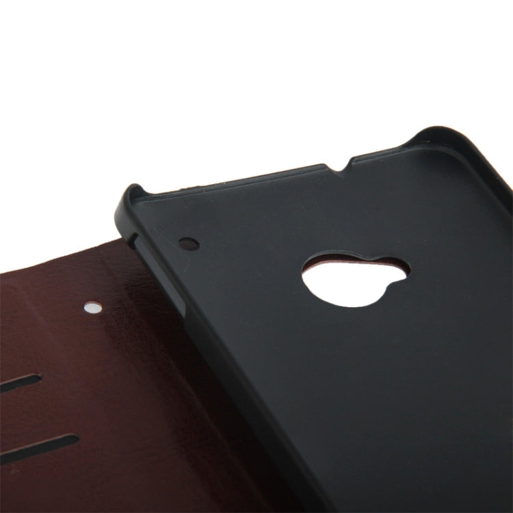 Fine Sheepskin Texture Leather Case with Credit Card Slot & Holder for HTC One / M7 (Brown)