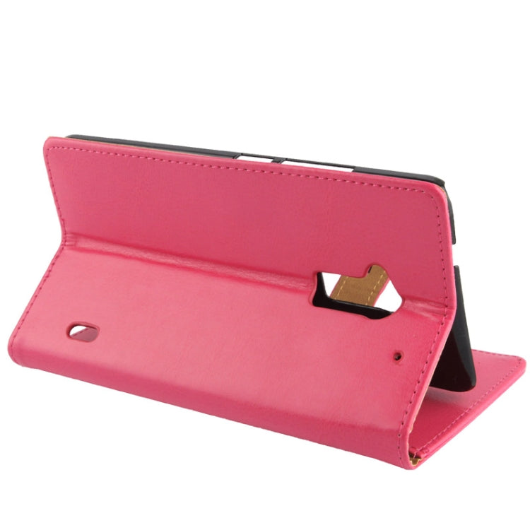 Crazy Horse Texture Leather Case with Credit Card Slot & Holder for HTC One Max / T6 / 809d (Magenta)