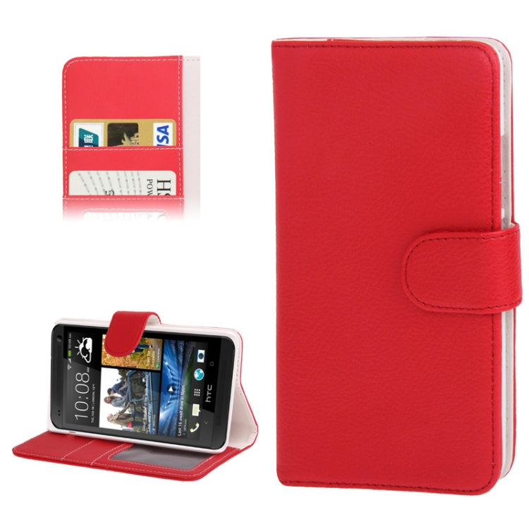Litchi Texture Leather Case with Credit Card Slot & Holder for HTC One Max / T6 / 809d