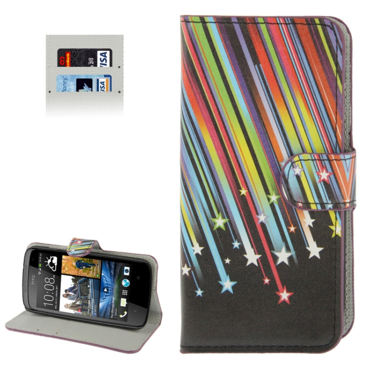 Colorful Meteor Pattern Leather Case with Credit Card Slots & Holder for HTC Desire 500