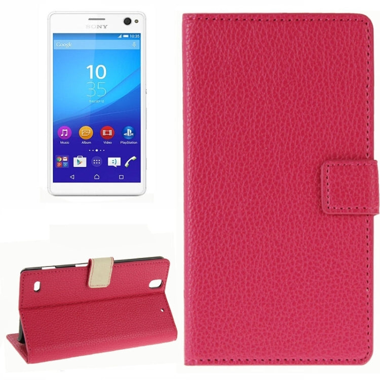 Litchi Texture Horizontal Flip Leather Case with Card Slots & Wallet & Holder for Sony Xperia C4