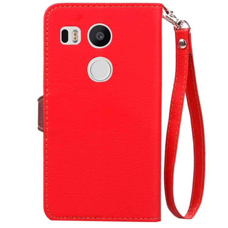 Leaf Magnetic Snap Litchi Texture Horizontal Flip Leather Case with Card Slots & Wallet & Holder & Lanyard for Google Nexus 5X