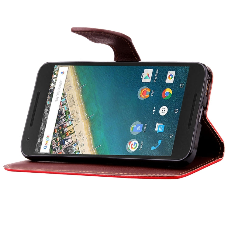 Leaf Magnetic Snap Litchi Texture Horizontal Flip Leather Case with Card Slots & Wallet & Holder & Lanyard for Google Nexus 5X