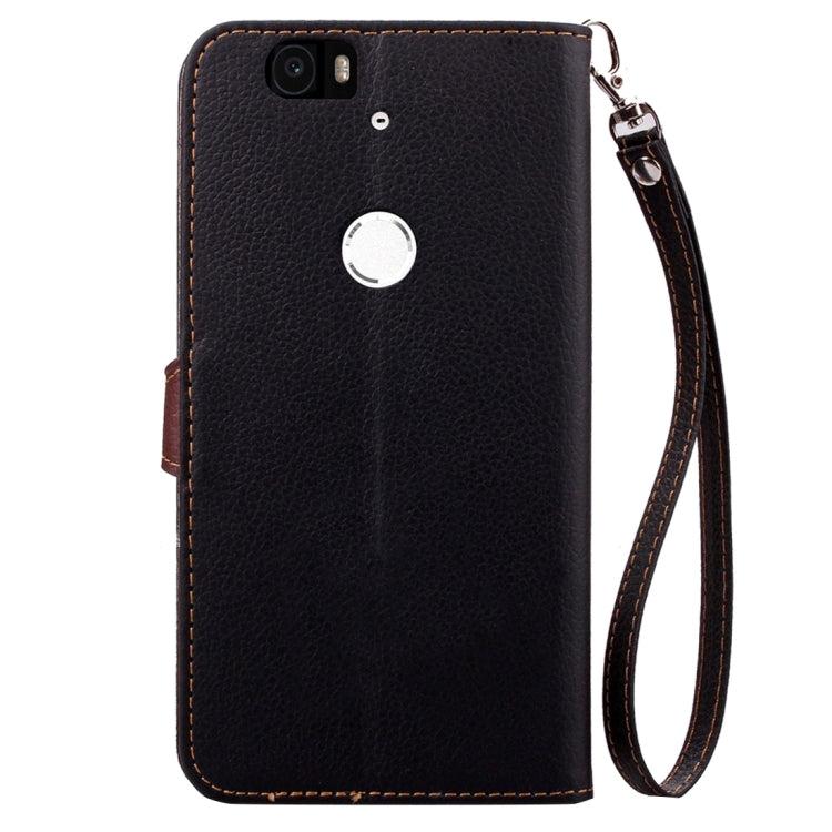 Leaf Magnetic Snap Litchi Texture Horizontal Flip Leather Case with Card Slots & Wallet & Holder & Lanyard for Google Nexus 6P