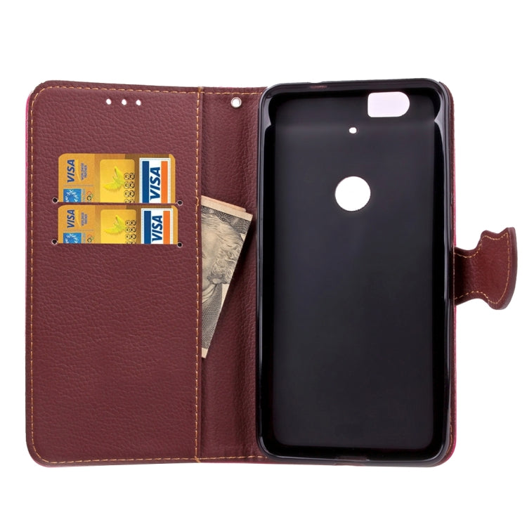 Leaf Magnetic Snap Litchi Texture Horizontal Flip Leather Case with Card Slots & Wallet & Holder & Lanyard for Google Nexus 6P