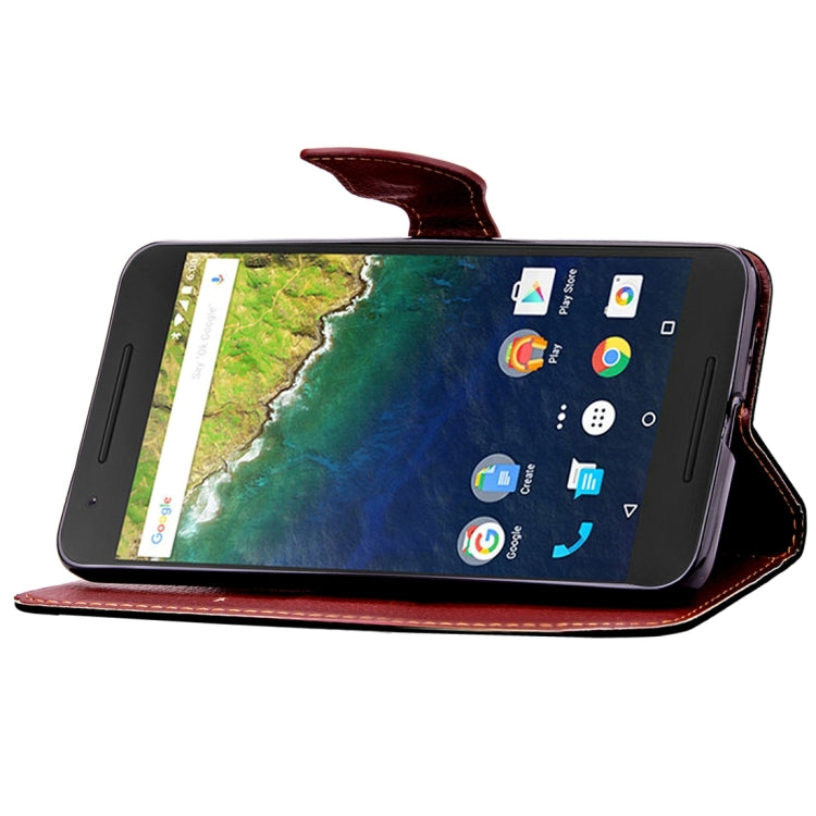 Leaf Magnetic Snap Litchi Texture Horizontal Flip Leather Case with Card Slots & Wallet & Holder & Lanyard for Google Nexus 6P