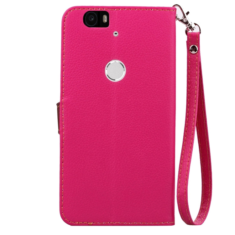 Leaf Magnetic Snap Litchi Texture Horizontal Flip Leather Case with Card Slots & Wallet & Holder & Lanyard for Google Nexus 6P