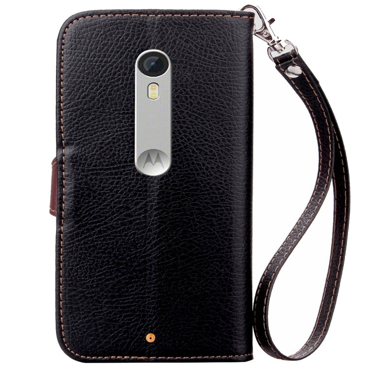 Leaf Magnetic Snap Litchi Texture Horizontal Flip Leather Case with Card Slots & Wallet & Holder & Lanyard for Motorola Moto X Style