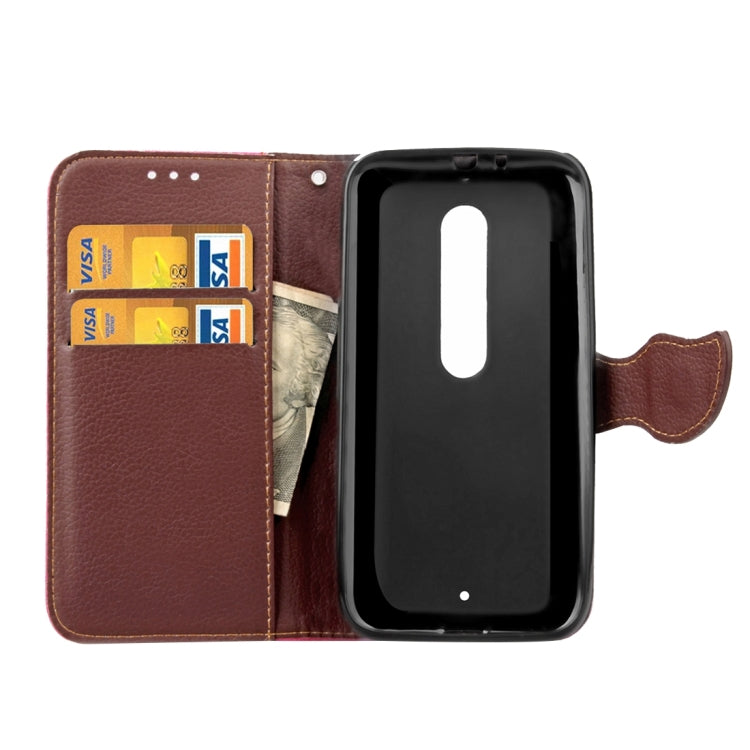 Leaf Magnetic Snap Litchi Texture Horizontal Flip Leather Case with Card Slots & Wallet & Holder & Lanyard for Motorola Moto X Style