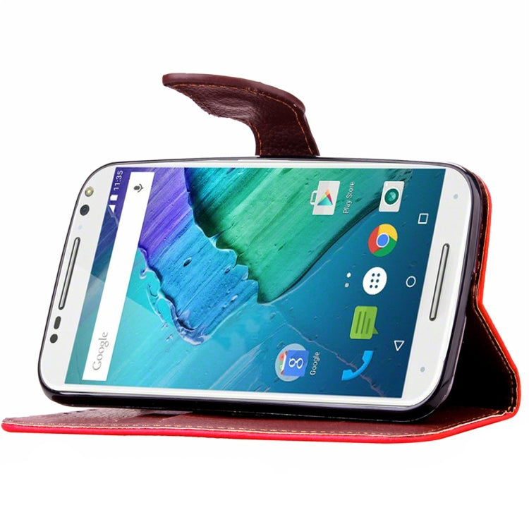 Leaf Magnetic Snap Litchi Texture Horizontal Flip Leather Case with Card Slots & Wallet & Holder & Lanyard for Motorola Moto X Style