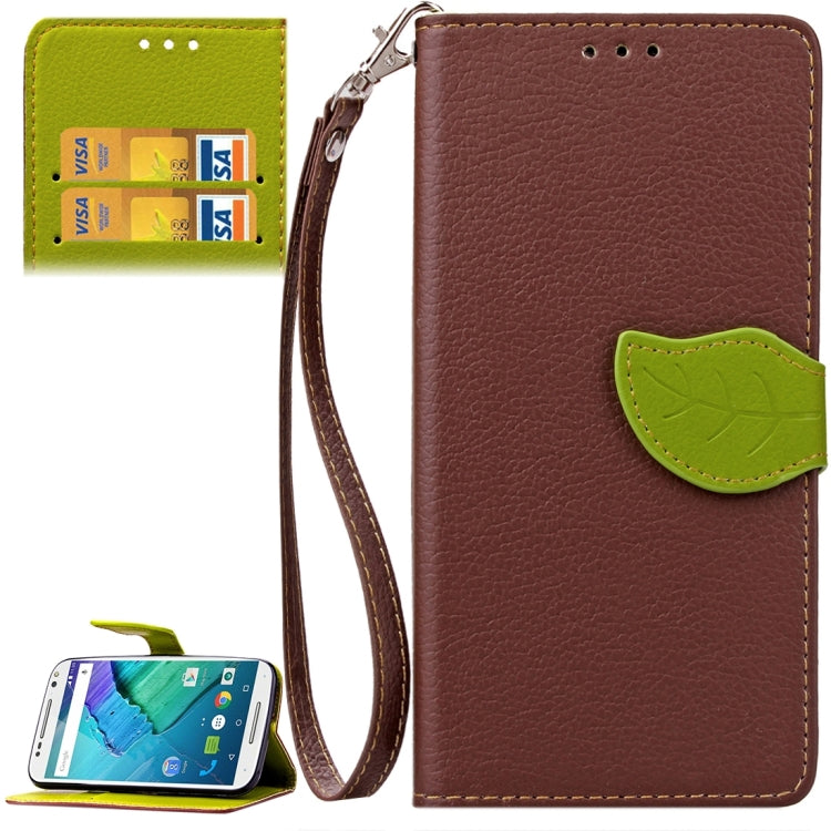 Leaf Magnetic Snap Litchi Texture Horizontal Flip Leather Case with Card Slots & Wallet & Holder & Lanyard for Motorola Moto X Style