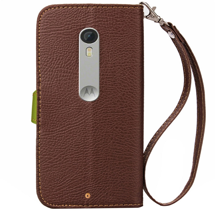Leaf Magnetic Snap Litchi Texture Horizontal Flip Leather Case with Card Slots & Wallet & Holder & Lanyard for Motorola Moto X Style