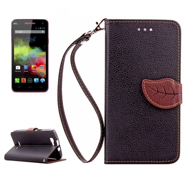 Leaf Magnetic Snap Litchi Texture Horizontal Flip Leather Case with Card Slots & Holder & Wallet & Lanyard for Wiko Rainbow