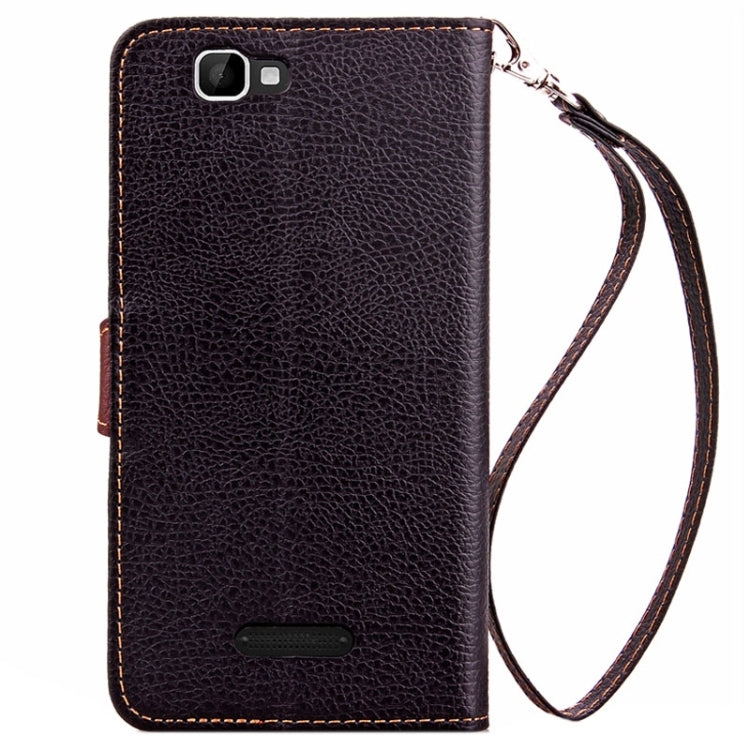 Leaf Magnetic Snap Litchi Texture Horizontal Flip Leather Case with Card Slots & Holder & Wallet & Lanyard for Wiko Rainbow