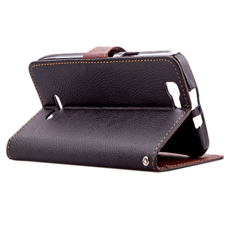 Leaf Magnetic Snap Litchi Texture Horizontal Flip Leather Case with Card Slots & Holder & Wallet & Lanyard for Wiko Rainbow