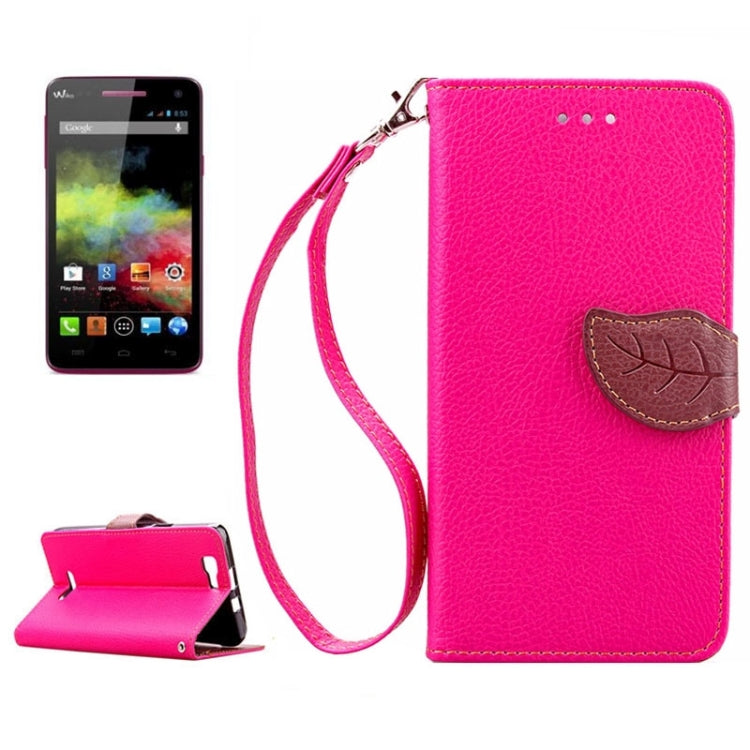 Leaf Magnetic Snap Litchi Texture Horizontal Flip Leather Case with Card Slots & Holder & Wallet & Lanyard for Wiko Rainbow