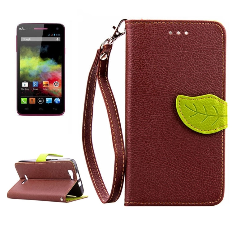 Leaf Magnetic Snap Litchi Texture Horizontal Flip Leather Case with Card Slots & Holder & Wallet & Lanyard for Wiko Rainbow