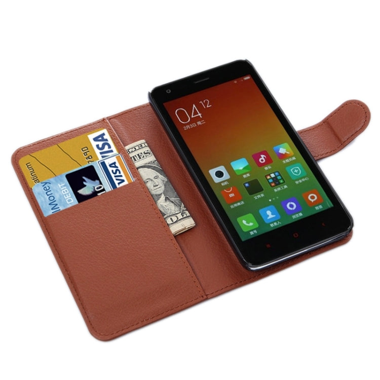 Litchi Texture Horizontal Flip Leather Case with Card Slots & Holder & Wallet for Xiaomi Redmi 2