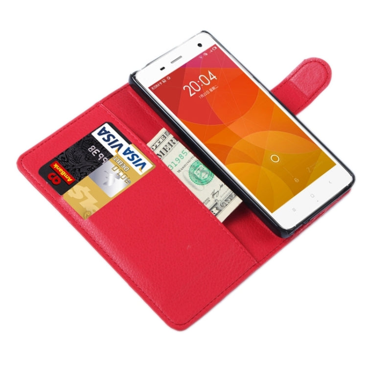 Litchi Texture Horizontal Flip Leather Case with Card Slots & Holder & Wallet for Xiaomi Mi 4