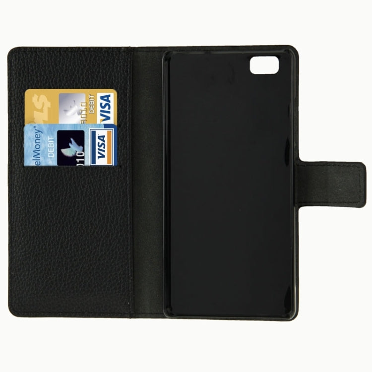 Litchi Texture Horizontal Flip Leather Case with Card Slots & Wallet & Holder for Huawei P8 Lite