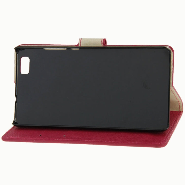 Litchi Texture Horizontal Flip Leather Case with Card Slots & Wallet & Holder for Huawei P8 Lite