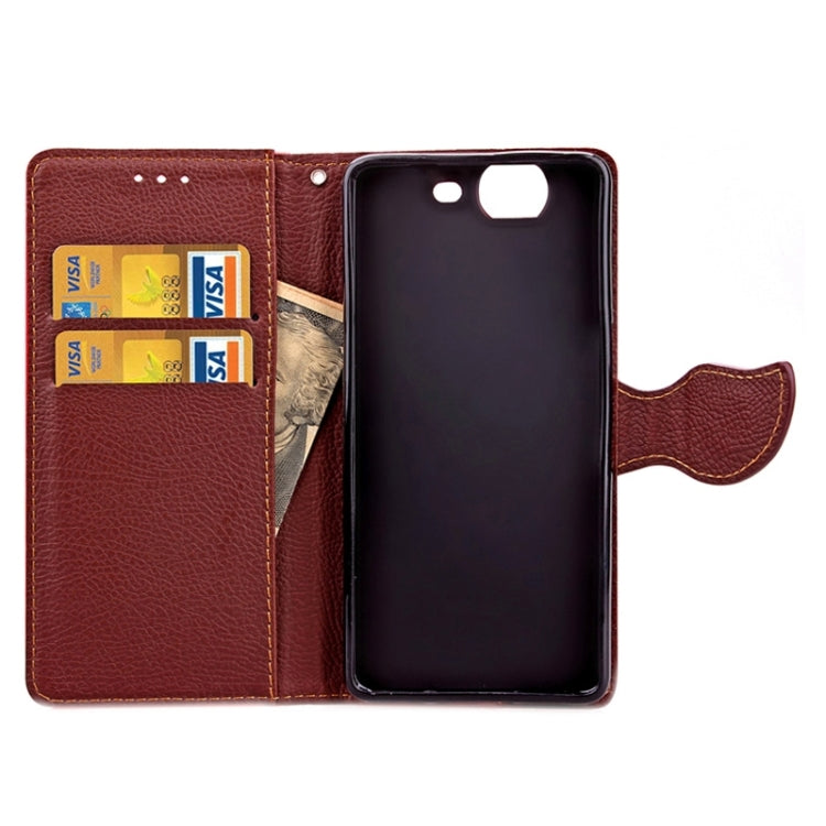 Leaf Magnetic Snap Litchi Texture Horizontal Flip Leather Case with Card Slots & Holder & Wallet & Lanyard for Wiko Highway