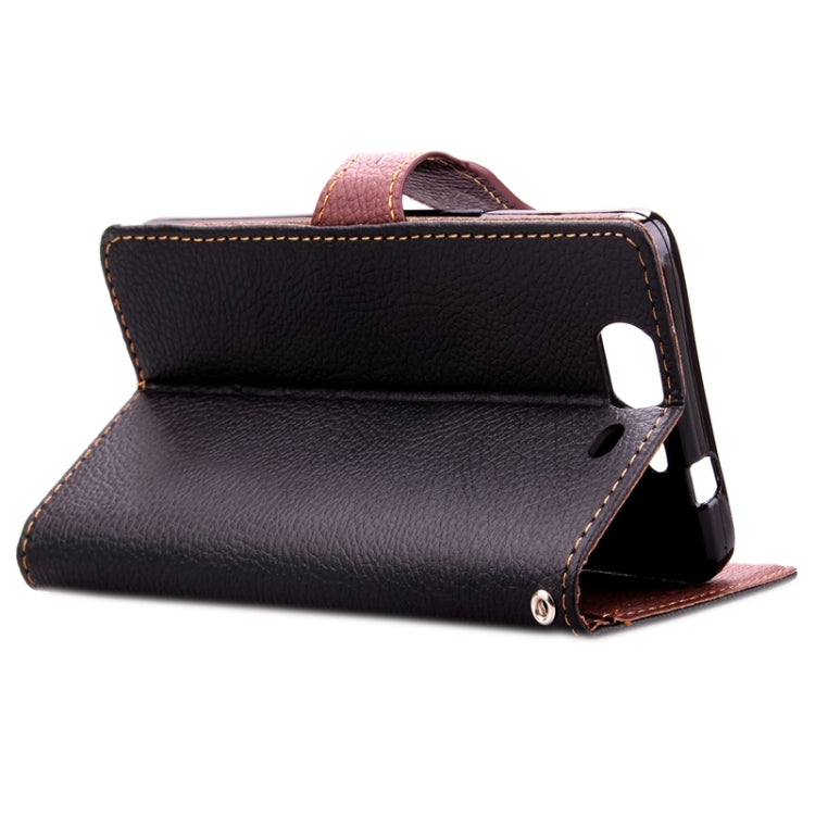 Leaf Magnetic Snap Litchi Texture Horizontal Flip Leather Case with Card Slots & Holder & Wallet & Lanyard for Wiko Highway