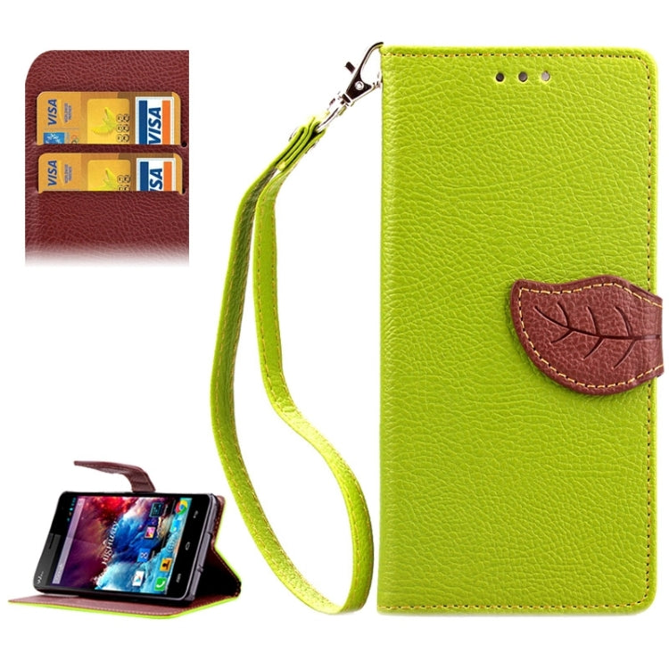 Leaf Magnetic Snap Litchi Texture Horizontal Flip Leather Case with Card Slots & Holder & Wallet & Lanyard for Wiko Highway