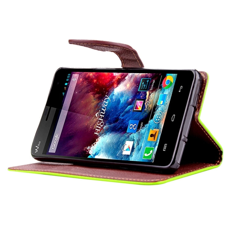 Leaf Magnetic Snap Litchi Texture Horizontal Flip Leather Case with Card Slots & Holder & Wallet & Lanyard for Wiko Highway