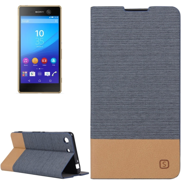 Canvas Surface Horizontal Flip Leather Case with Card Slot & Holder for Sony Xperia M5