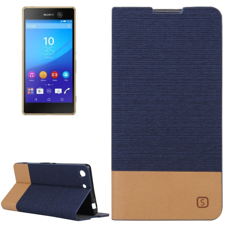 Canvas Surface Horizontal Flip Leather Case with Card Slot & Holder for Sony Xperia M5