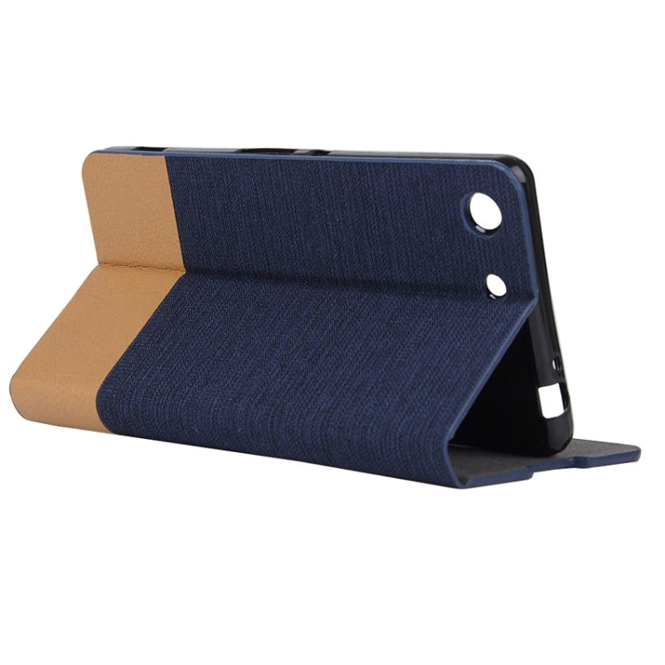 Canvas Surface Horizontal Flip Leather Case with Card Slot & Holder for Sony Xperia M5