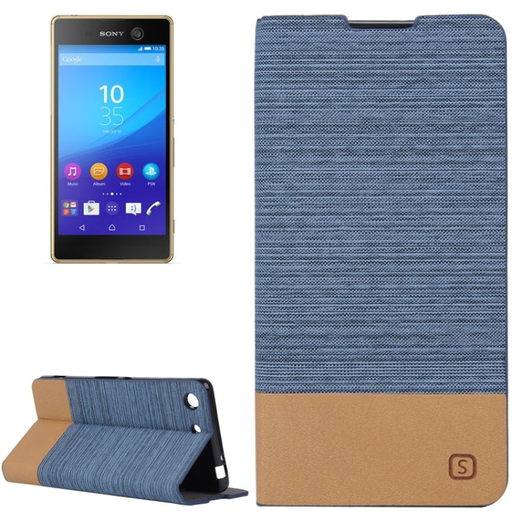 Canvas Surface Horizontal Flip Leather Case with Card Slot & Holder for Sony Xperia M5