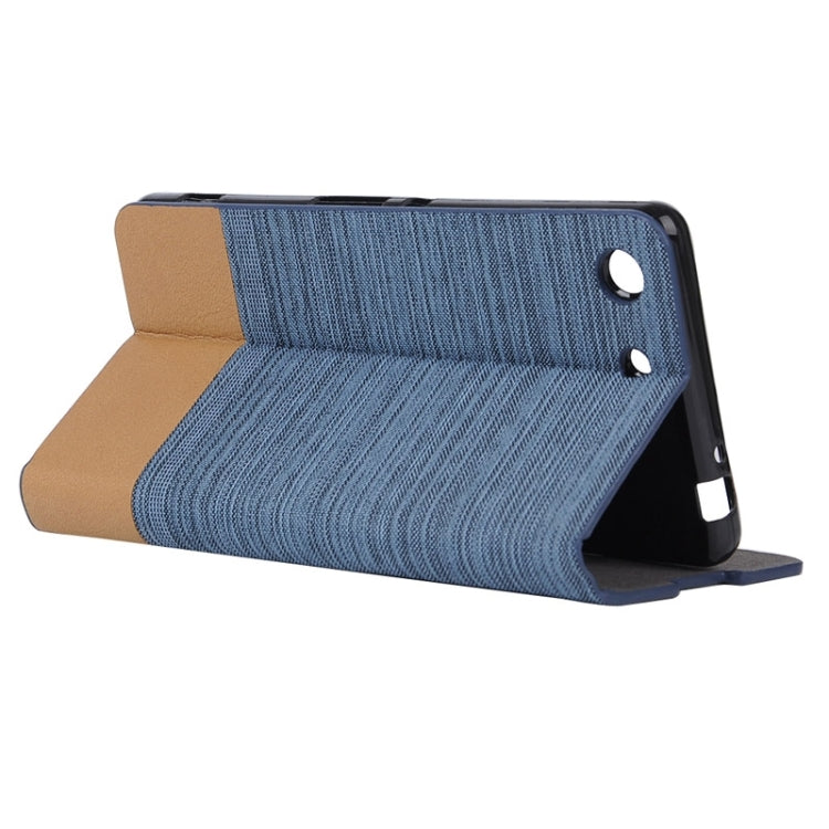 Canvas Surface Horizontal Flip Leather Case with Card Slot & Holder for Sony Xperia M5