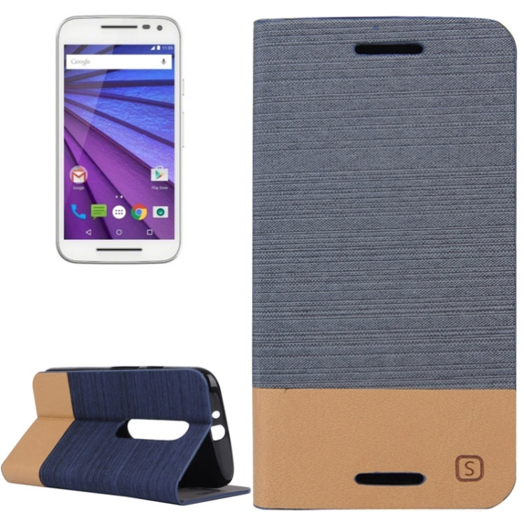 Canvas Surface Horizontal Flip Leather Case with Card Slot & Holder for Motorola Moto G(3rd Gen.)