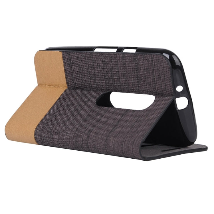 Canvas Surface Horizontal Flip Leather Case with Card Slot & Holder for Motorola Moto G(3rd Gen.)