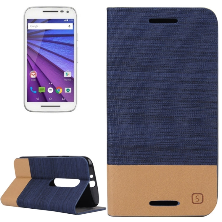 Canvas Surface Horizontal Flip Leather Case with Card Slot & Holder for Motorola Moto G(3rd Gen.)